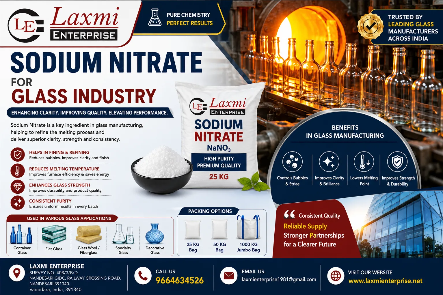 Why Glass Manufacturers Depend on High Quality Sodium Nitrate for Consistent Glass Production