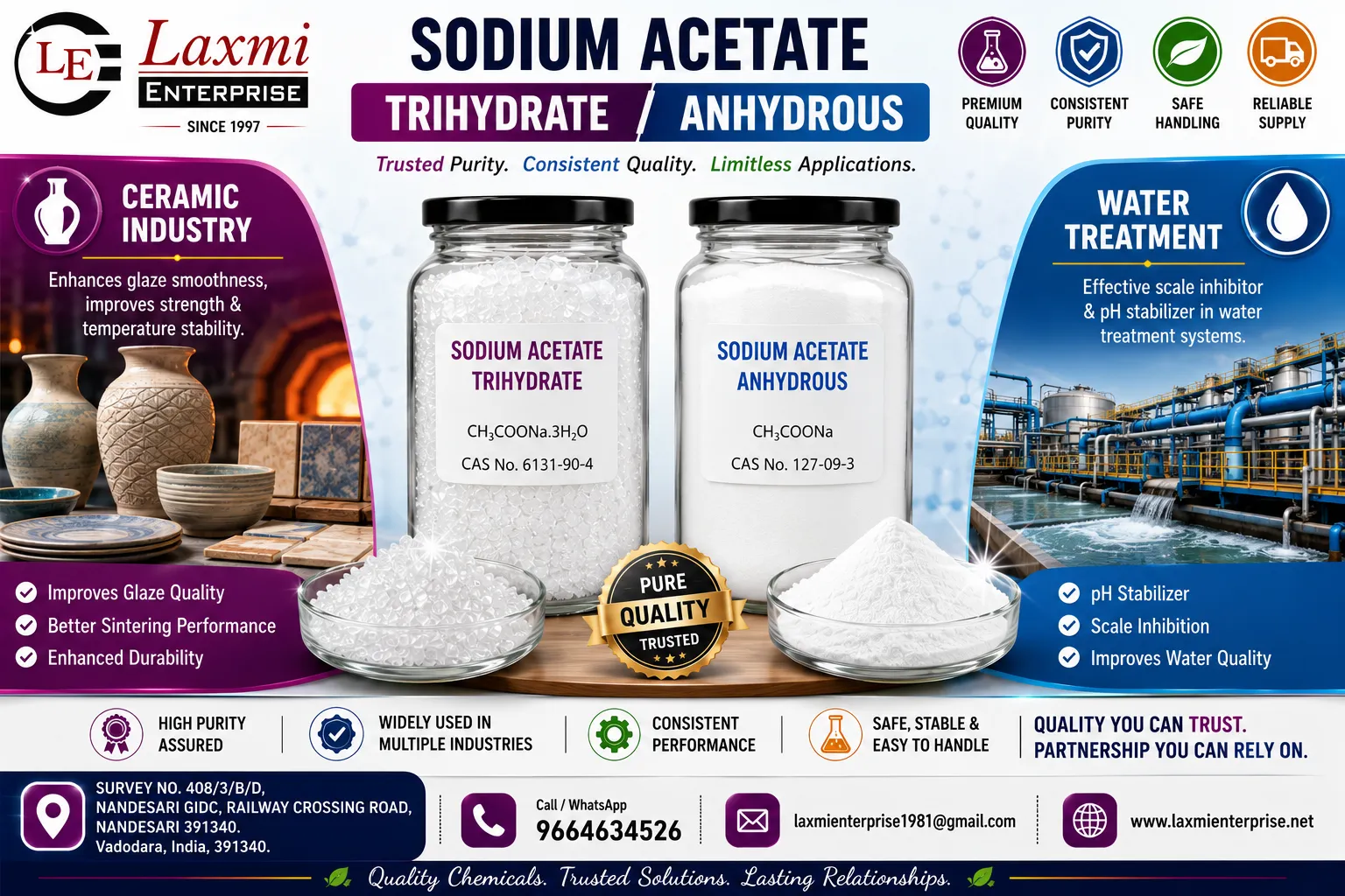 How Sodium Acetate Trihydrate and Sodium Acetate Anhydrous Improve Chemical Manufacturing Efficiency