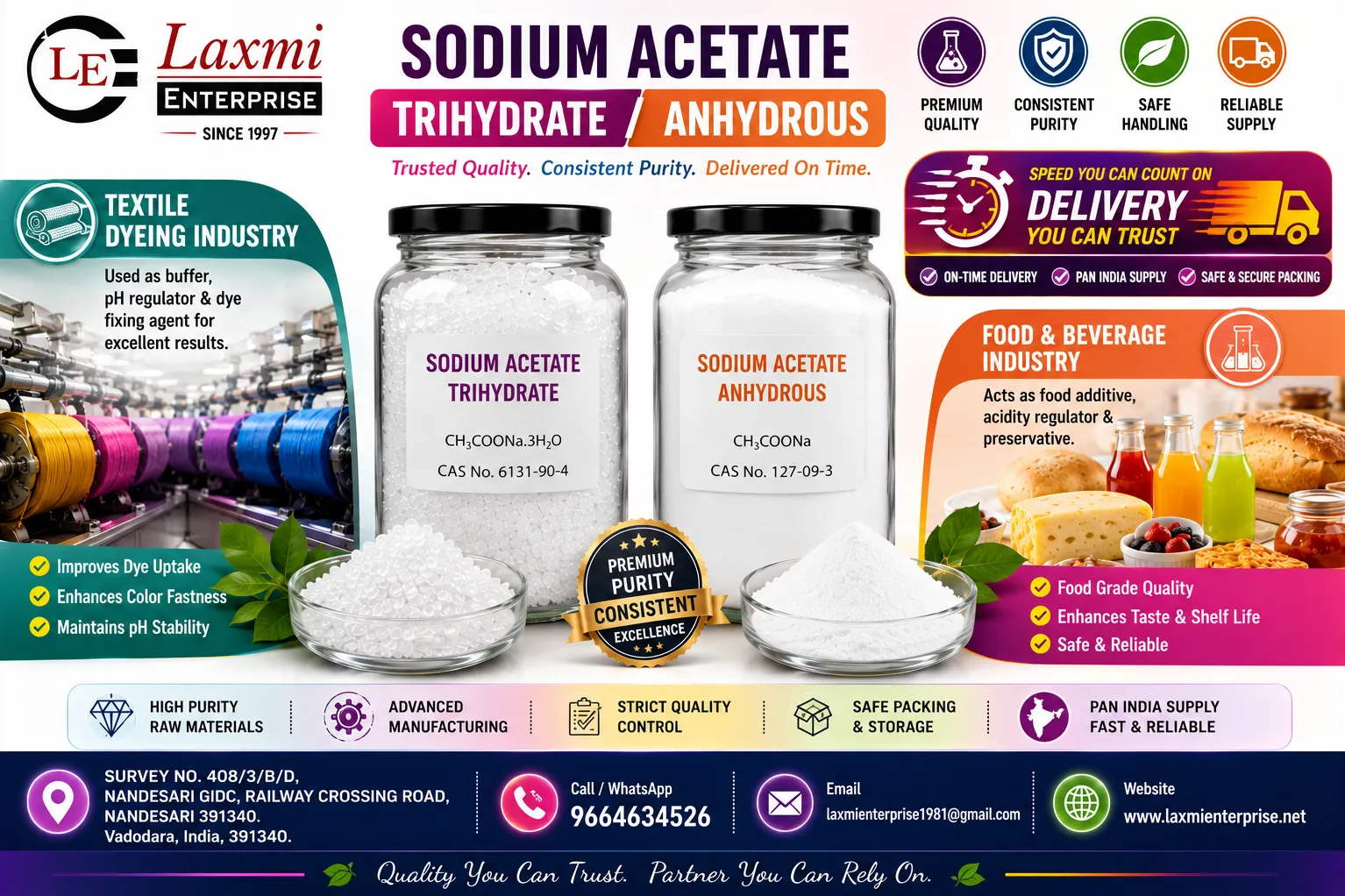 Why Chemical Procurement Managers Prefer Laxmi Enterprise for Sodium Acetate