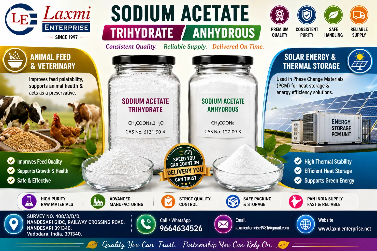 Bulk Sodium Acetate Trihydrate and Sodium Acetate Anhydrous Supply for Export Oriented Manufacturing