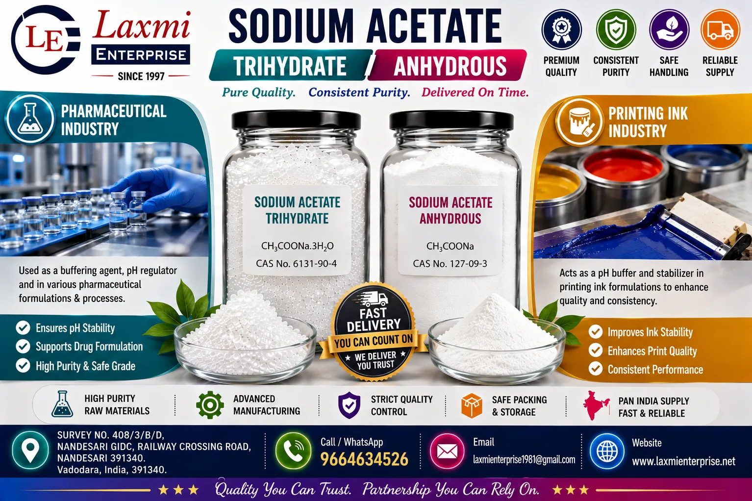 Sodium Acetate Trihydrate and Sodium Acetate Anhydrous Supplier for Chemical Distributors
