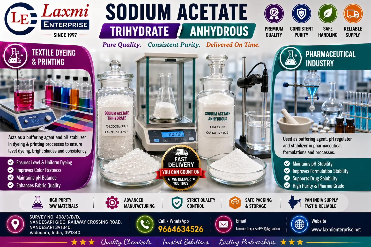 Sodium Acetate Anhydrous Supplier for Industrial Manufacturing Companies Looking for Quality