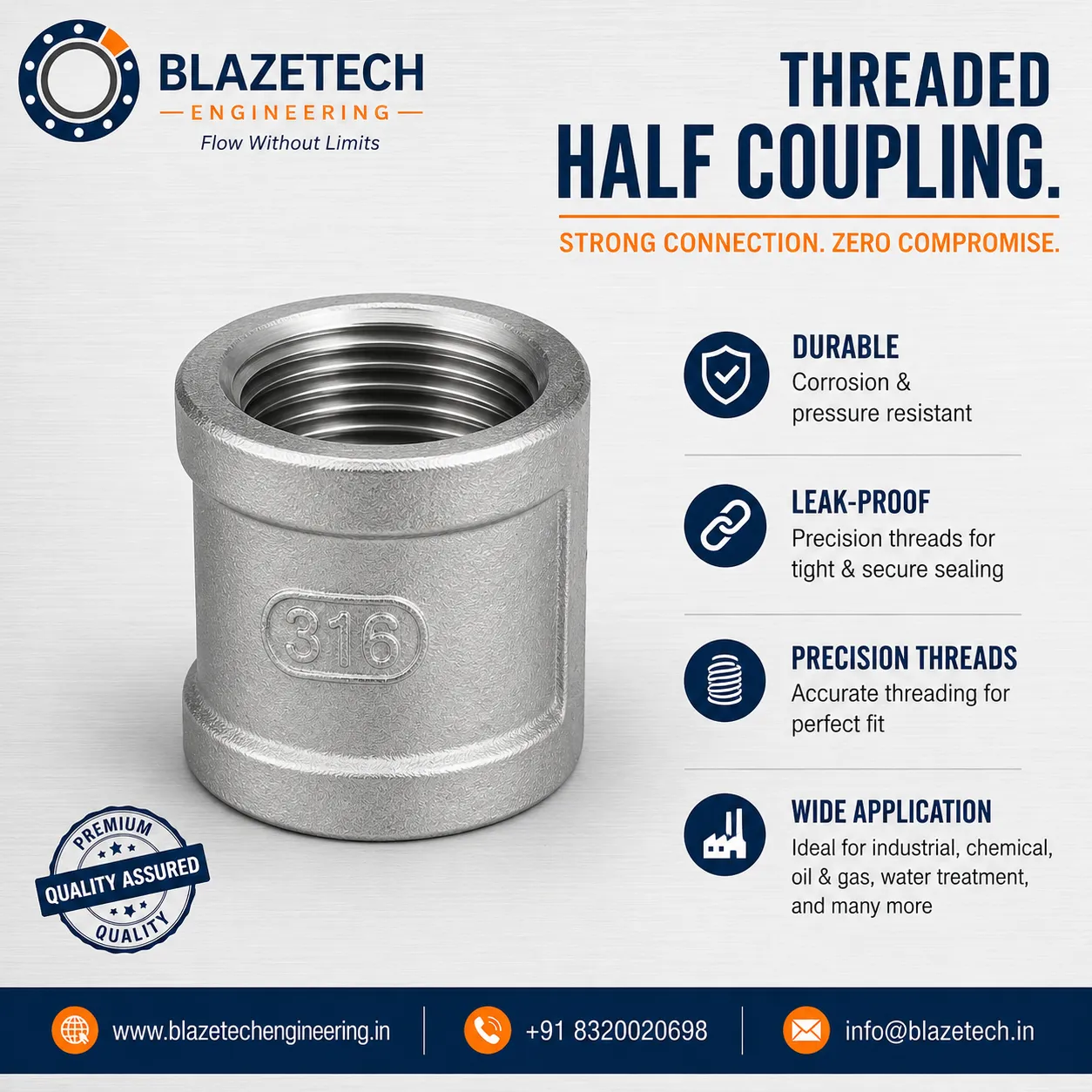 Threaded Half Coupling Manufacturer in Ahmedabad.