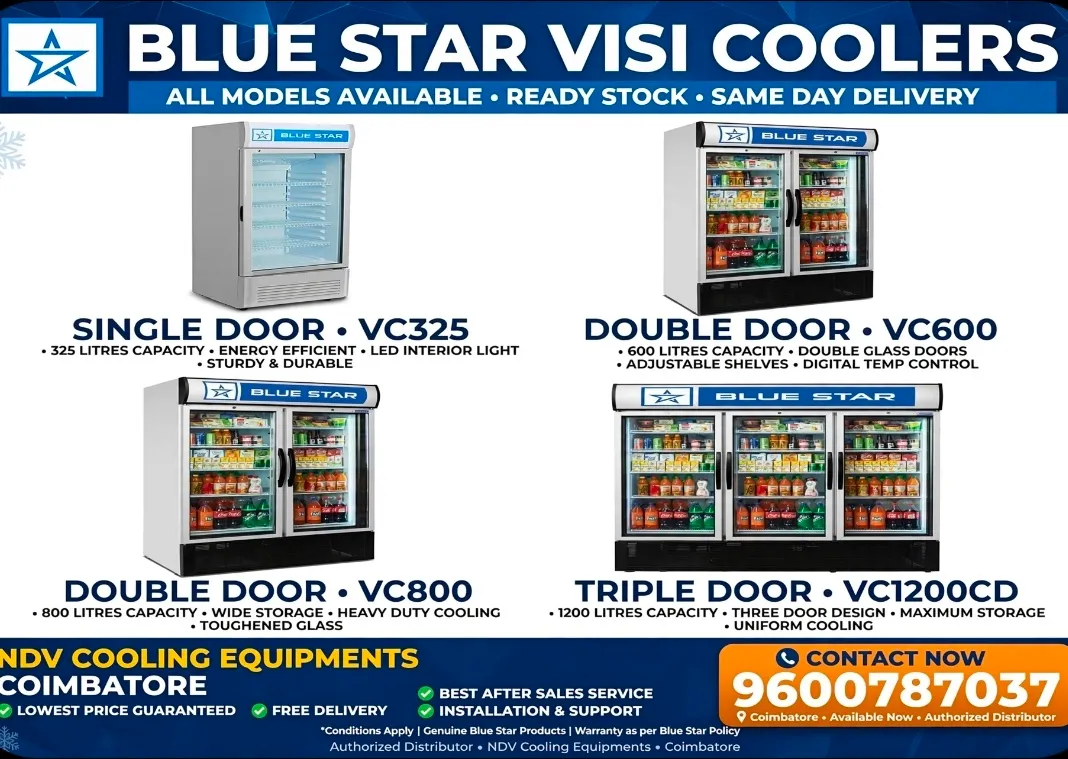 Ndv Cooling Equipments | Blue Star Authorised Commercial Visi Cooler Dealers In Coimbatore