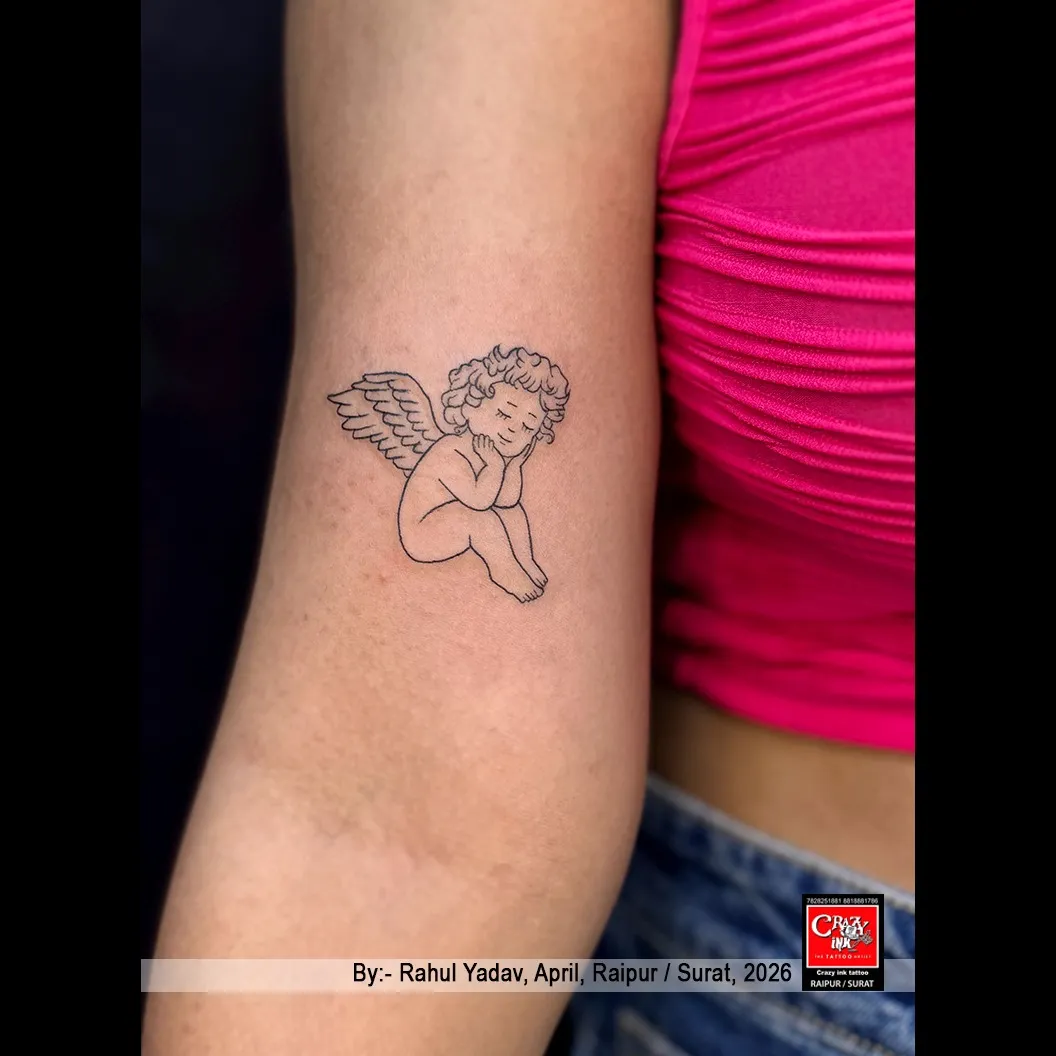 Tiny angel, endless peace A simple line tattoo that symbolizes love, innocence, protection
...