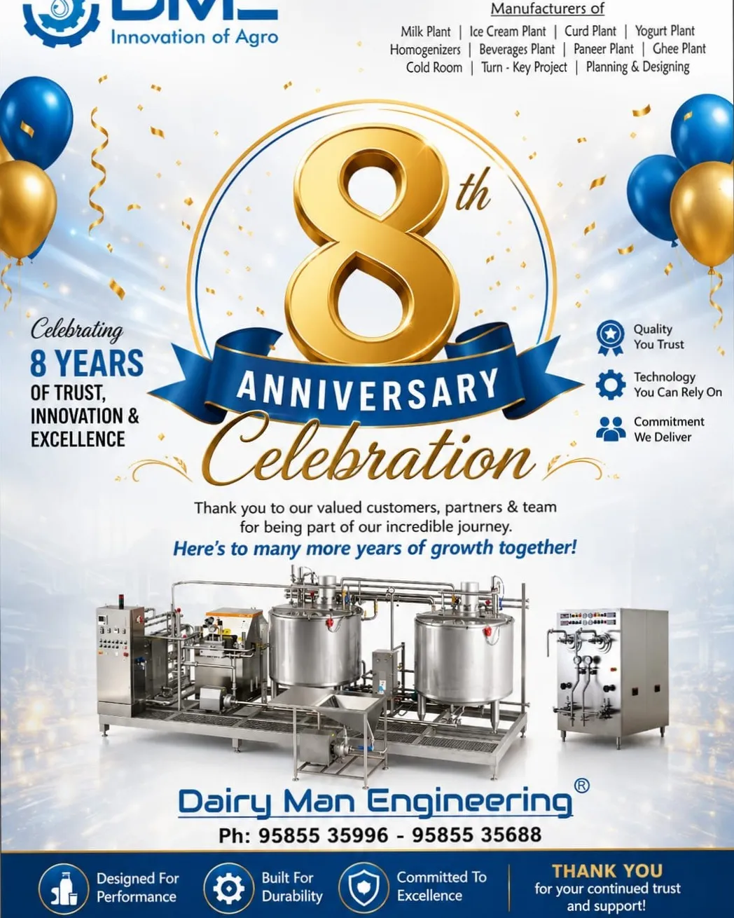 Dairy Equipments manufacturer in India