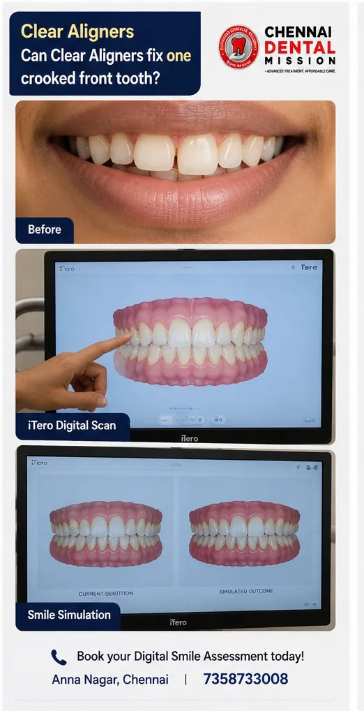 Can Clear Aligners fix one crooked front tooth?