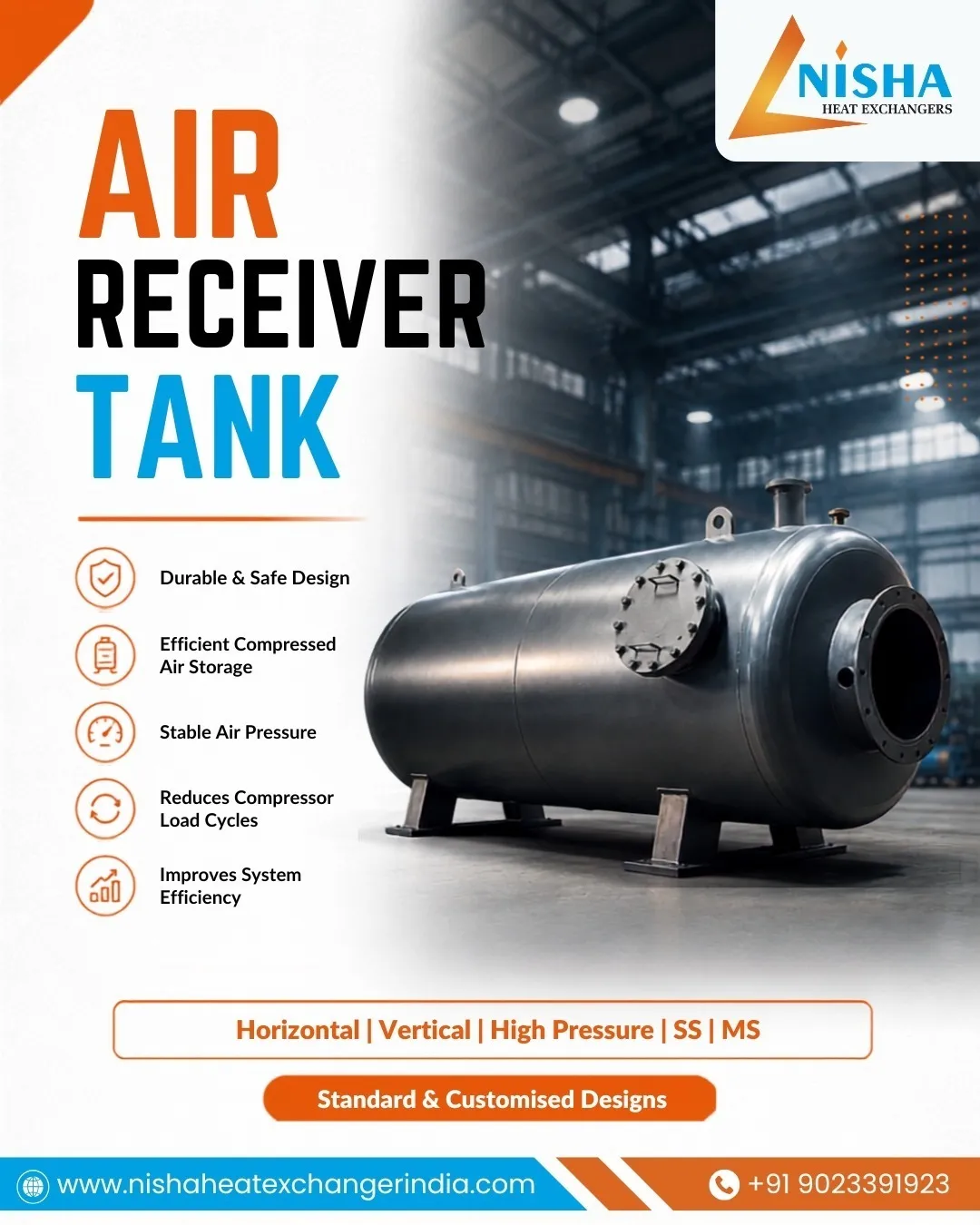 Air Receiver Tank Dealer in Ahmedabad | Nisha - Heat Exchanger Manufacturer