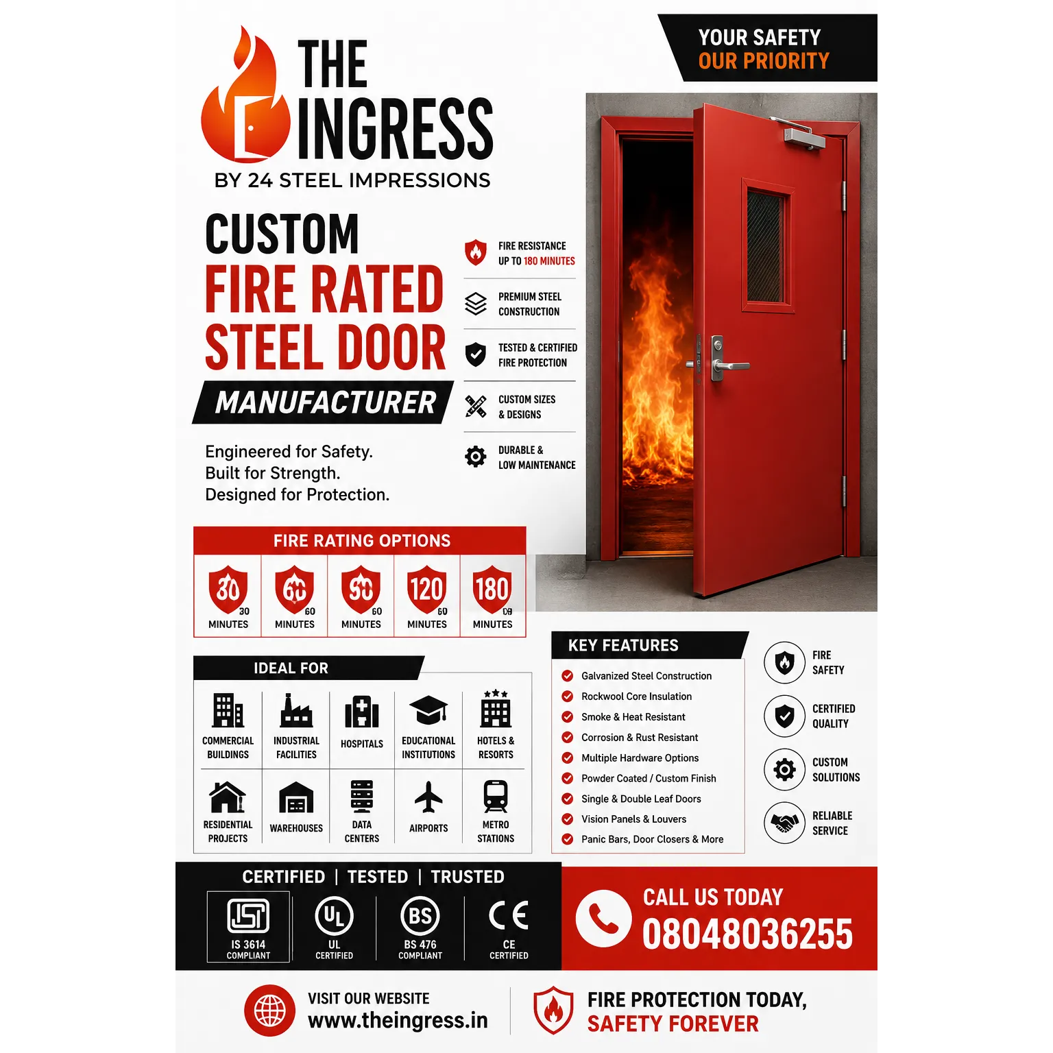 Custom Fire Rated Steel Door Manufacturer | THE INGRESS