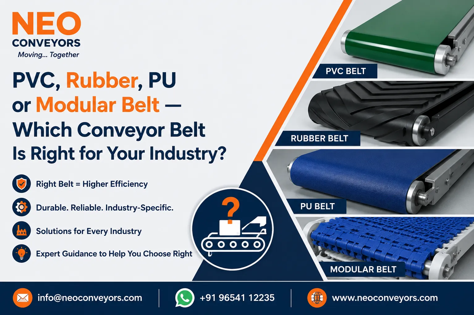 PVC, Rubber, PU or Modular Belt — Which Conveyor Belt Is Right for Your Industry?