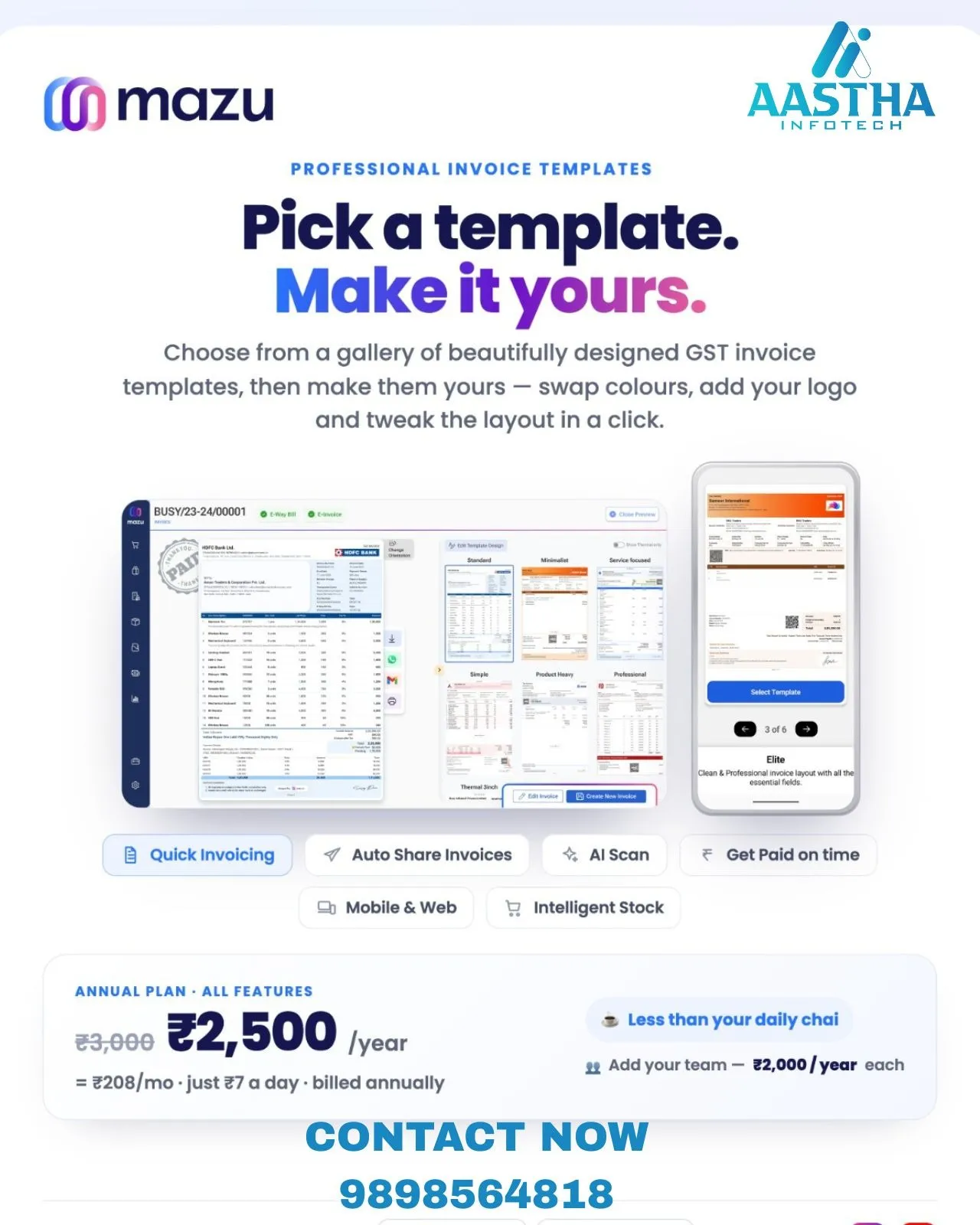 Key Features of Mazu
AppSuper-Fast Invoicing: Create compliant bills and invoices in under 10 secon...