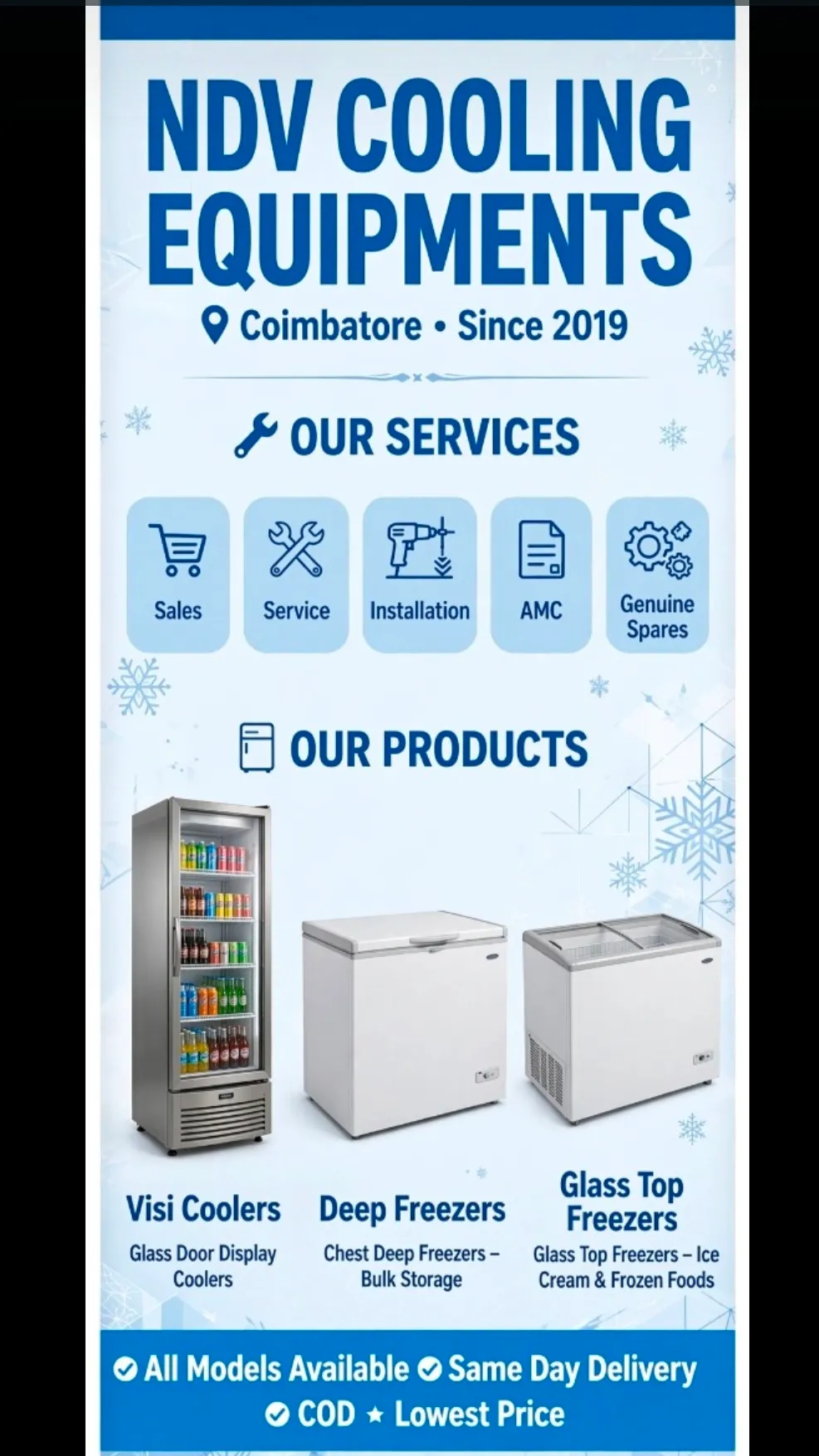 Ndv Cooling Equipments | Blue Star Authorised Commercial Visi Cooler Dealers In Coimbatore