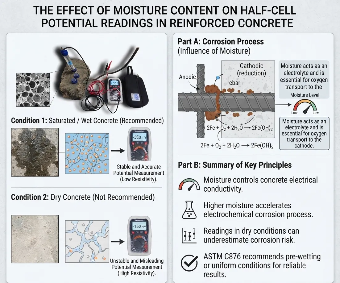 Impact of Monsoon Moisture on Half-Cell Potential Measurements in Reinforced Concrete