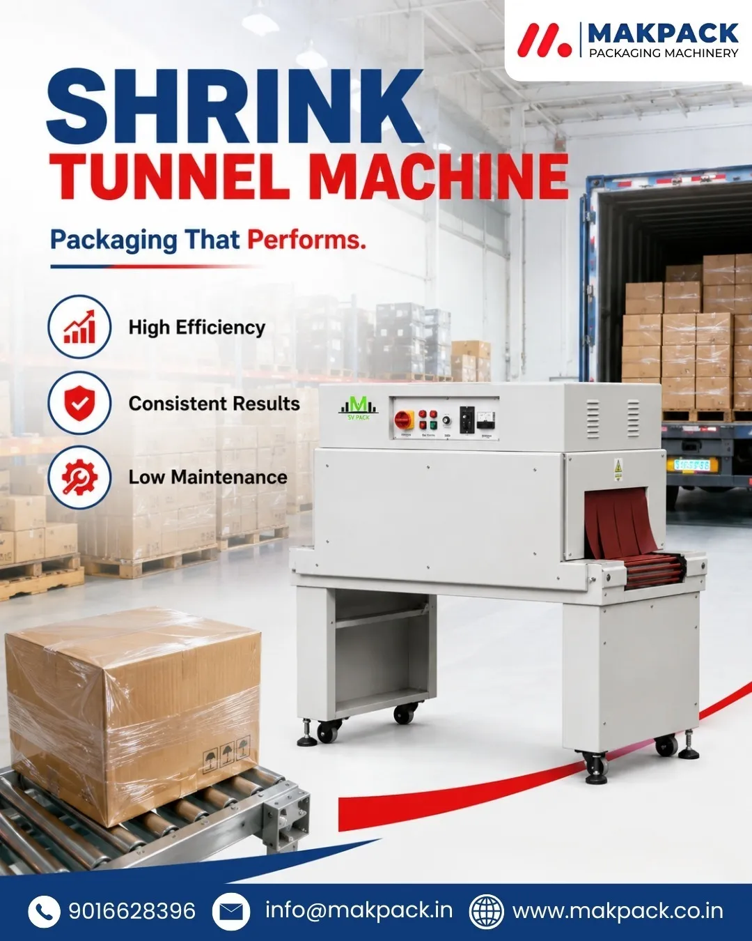 Shrink Tunnel Machine Manufacturer in Ahmedabad | Mak Pack Machinery