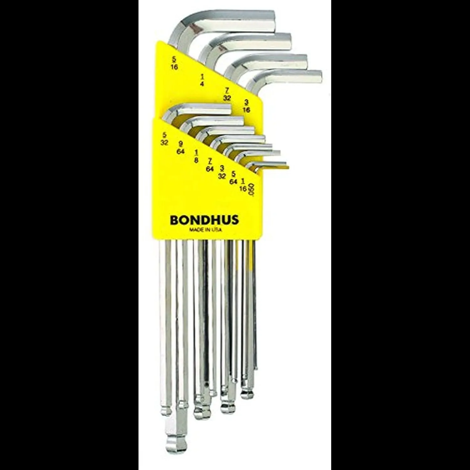 BONDHUS 16936 Set 12 BriteGuard Plated Ball End L-wrenches .050-5/16" Long
