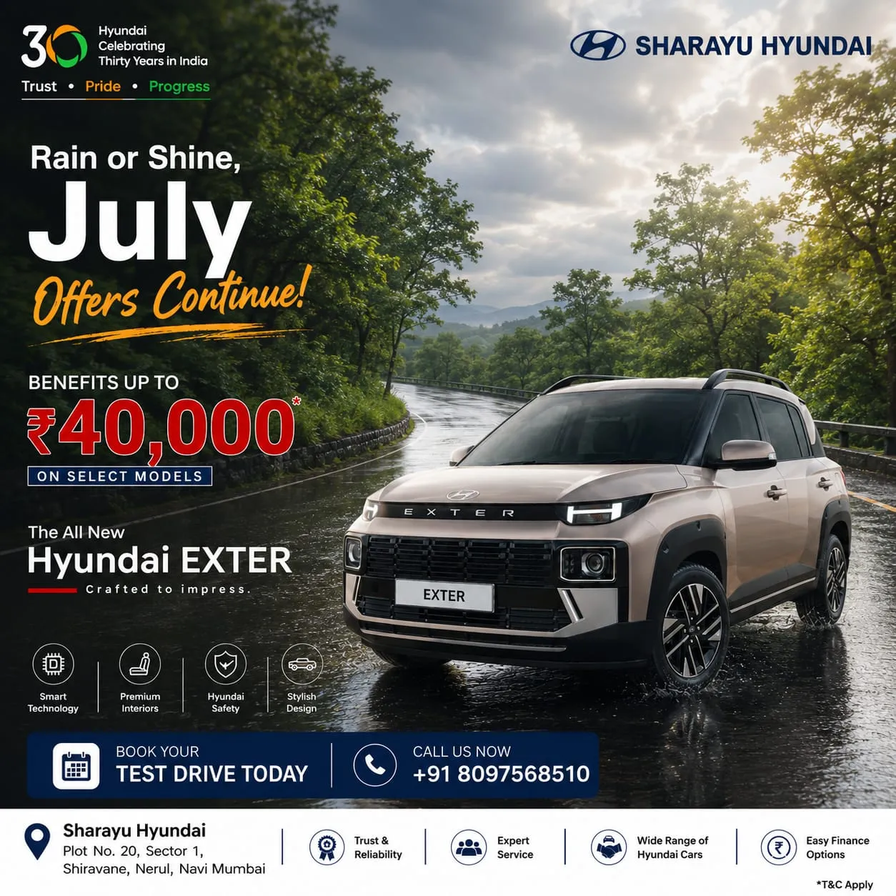 π This July, Drive Home the Hyundai EXTER!
Celebrate 30 Years of Hyundai India with exciting July ...