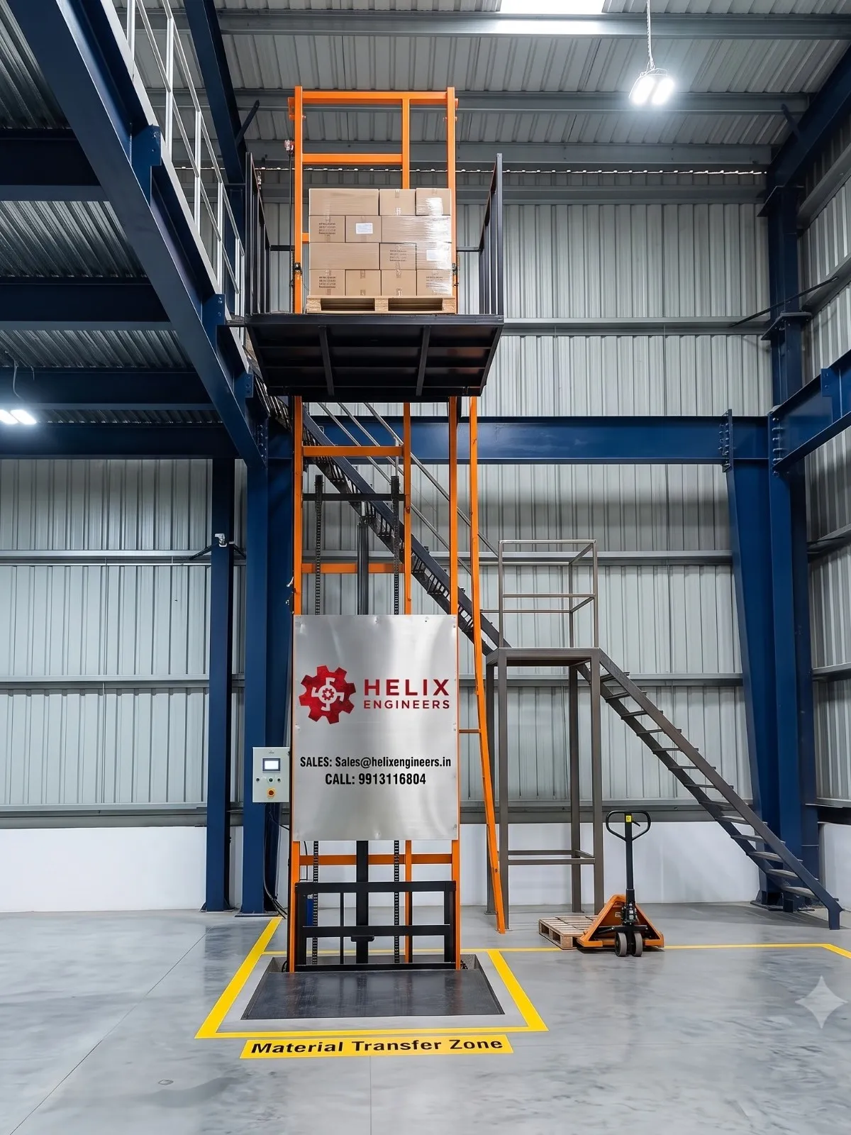 Chain type hydraulic goods elevator