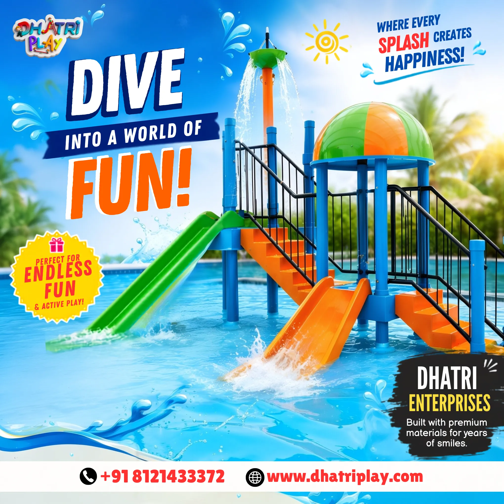 Premium Aqua Play Equipment Manufacturer in India | Water Park & Splash Play Solutions | Dhatri Play