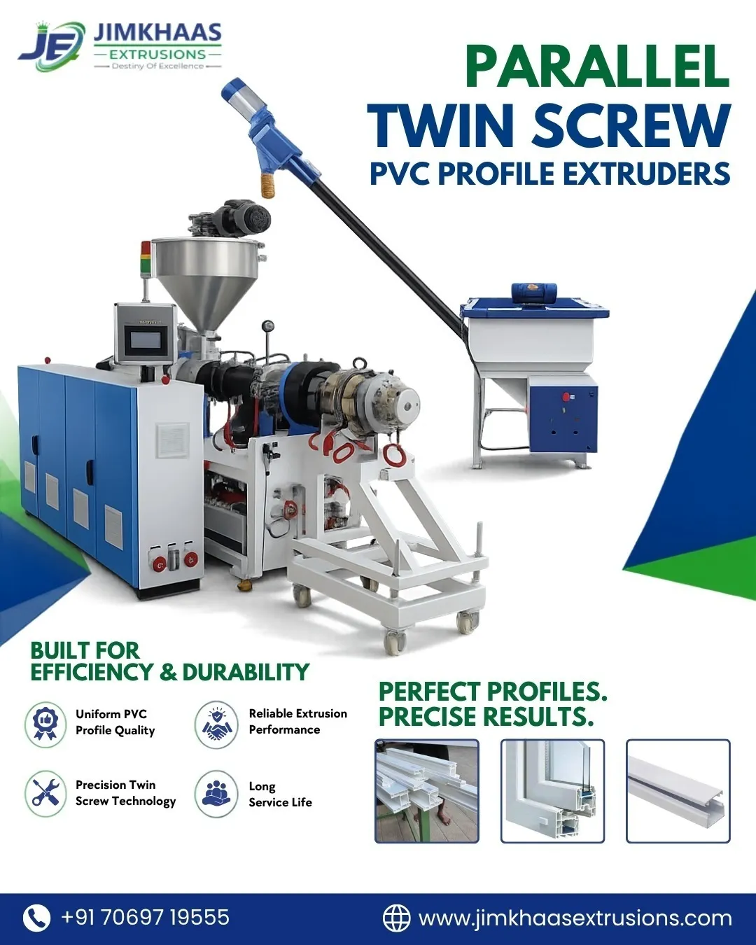 Parallel Twin Screw PVC Profile Extrudersin Ahmedabad | JIMKHAAS EXTRUSIONS