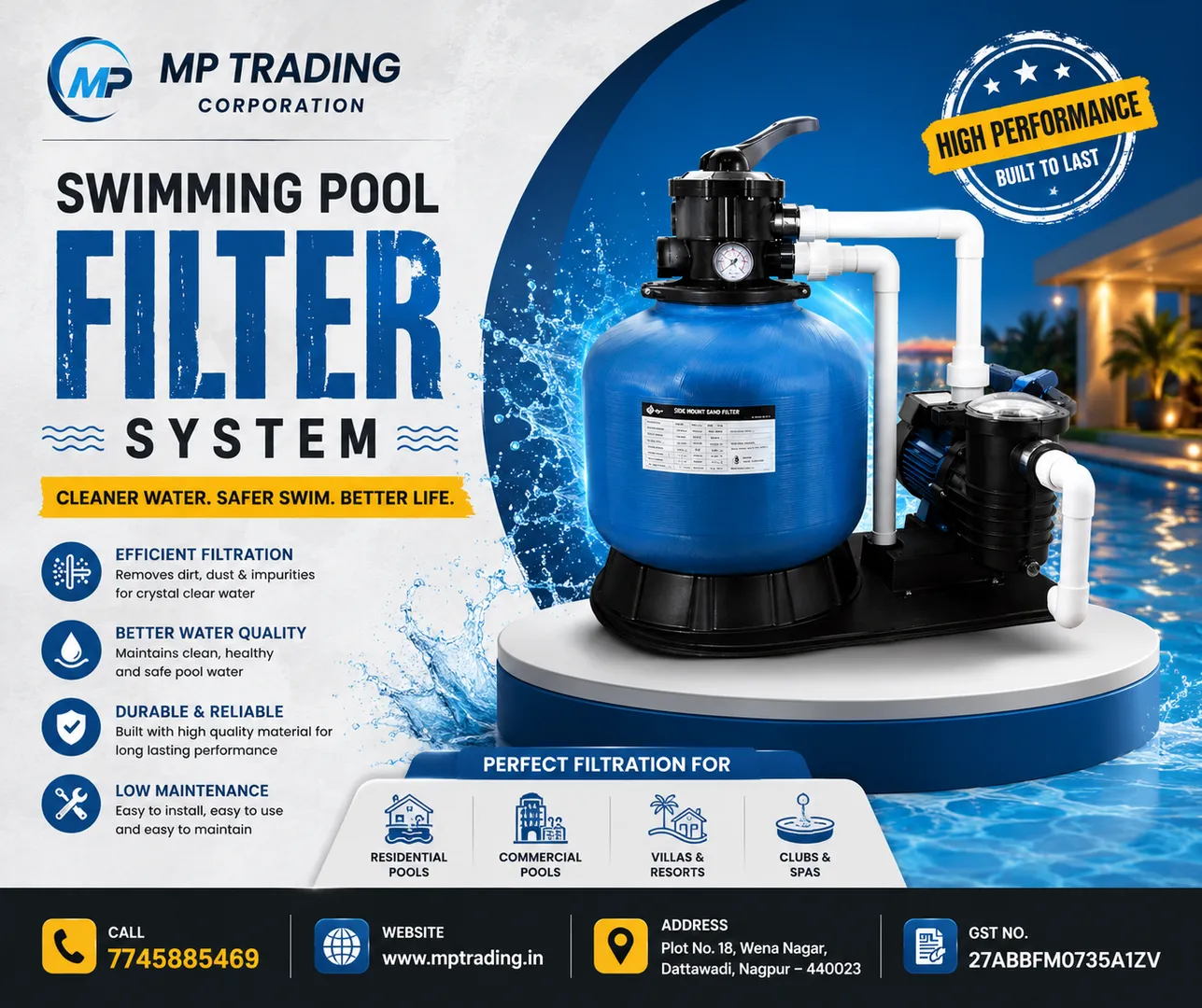 SWIMMING POOL SAND FILTER IN NAGPUR