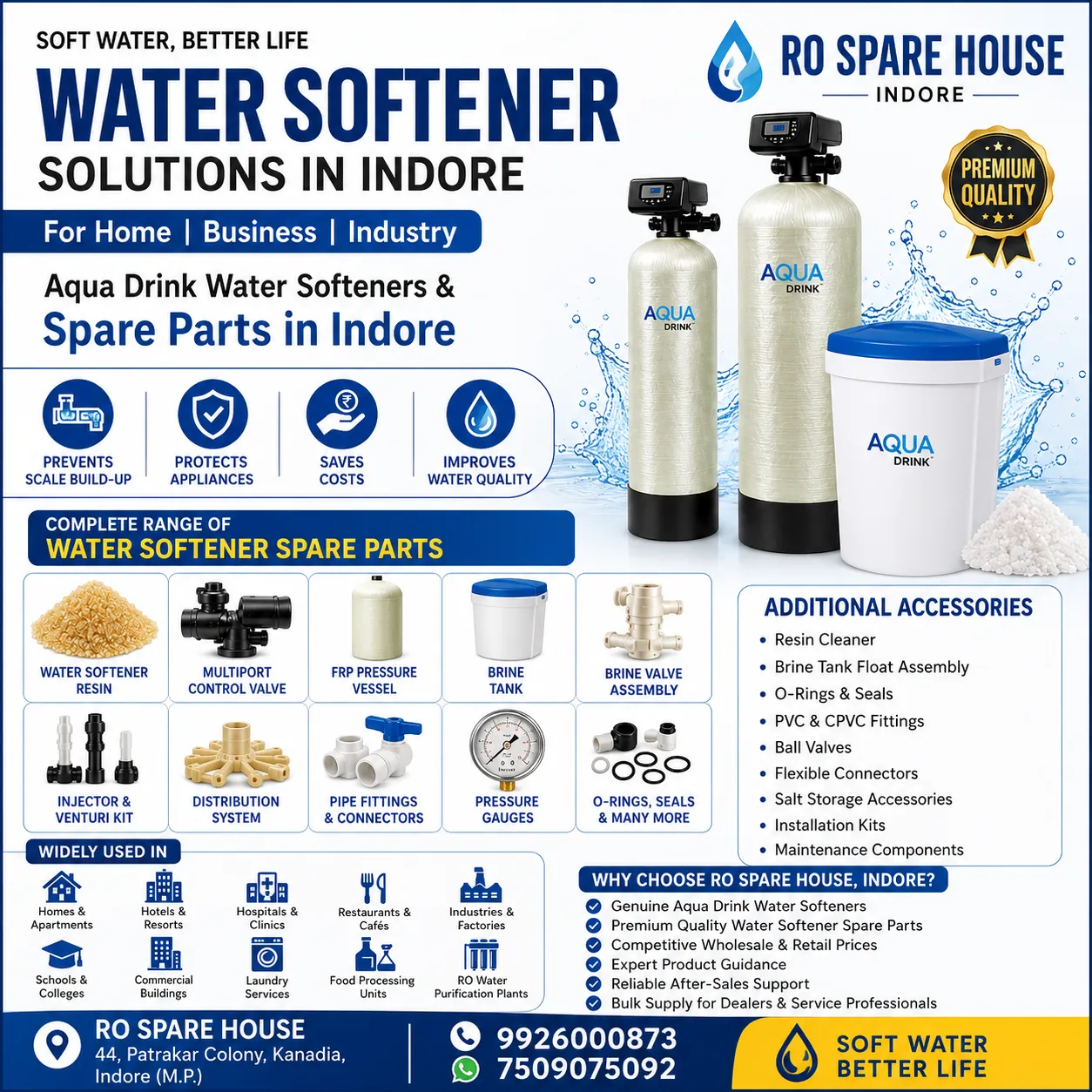 NEW WATER SOFTENER AND WATER SOFTENER SPARE PARTS IN INDORE