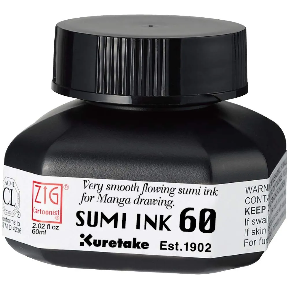 ZIG KURETAKE Cartoonist SUMI Ink 60 ML Black