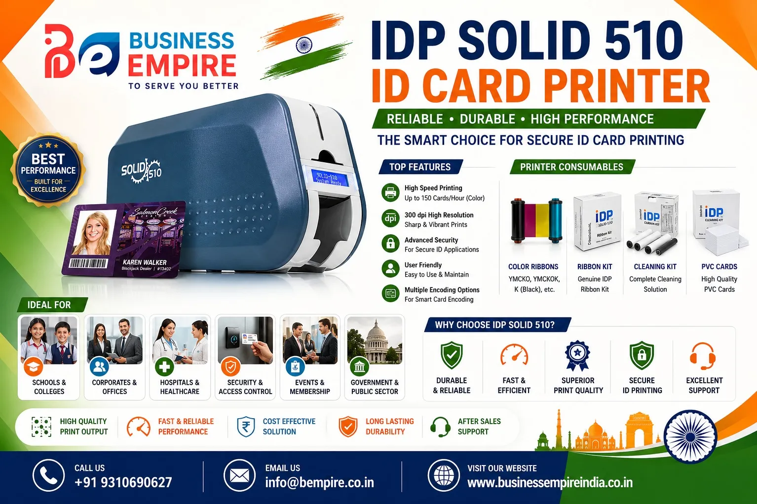 IDP Solid 510 Card Printer Dealer Supplier Distributor in Delhi NCR Pan India Delivery