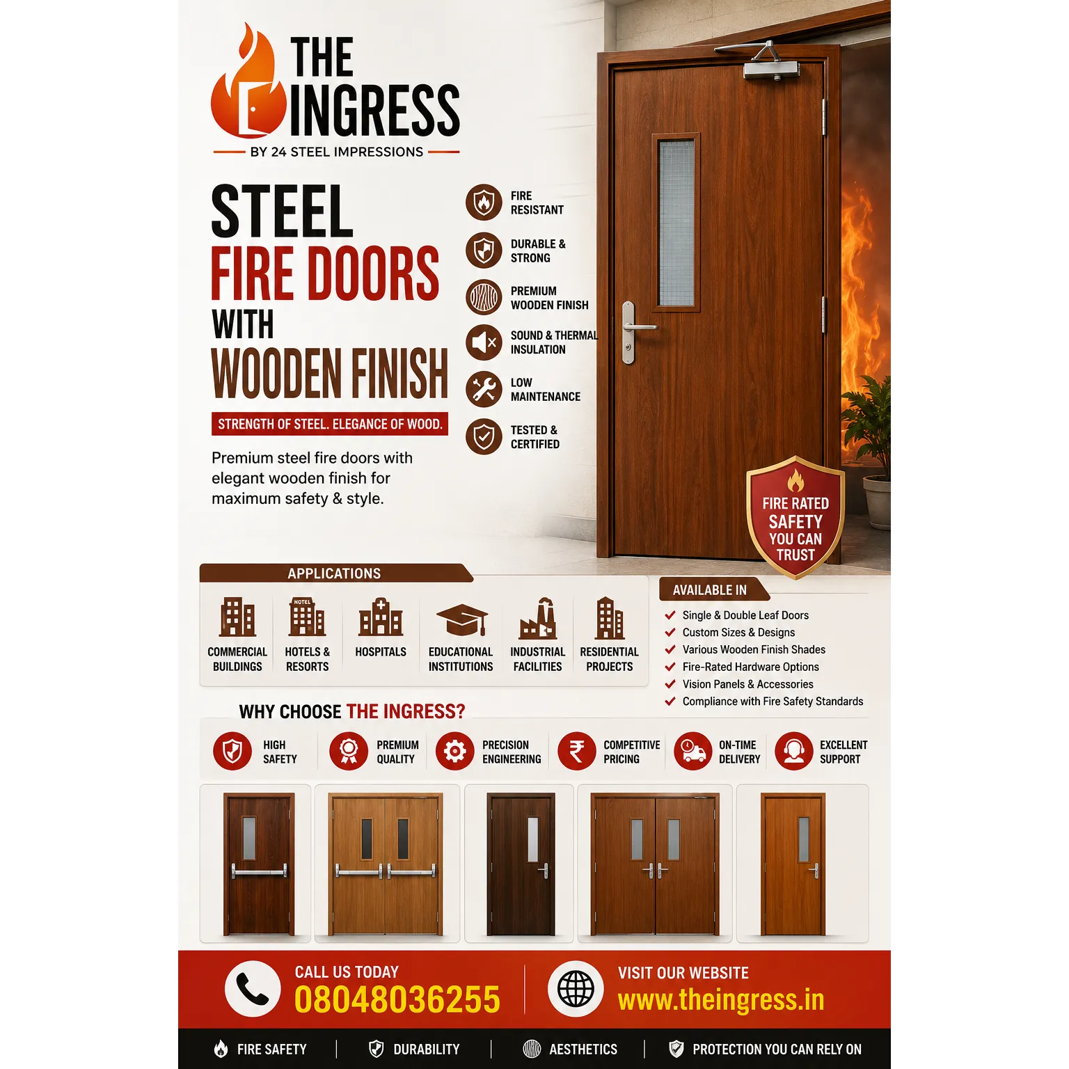 Steel Fire Doors with Wooden Finish | THE INGRESS