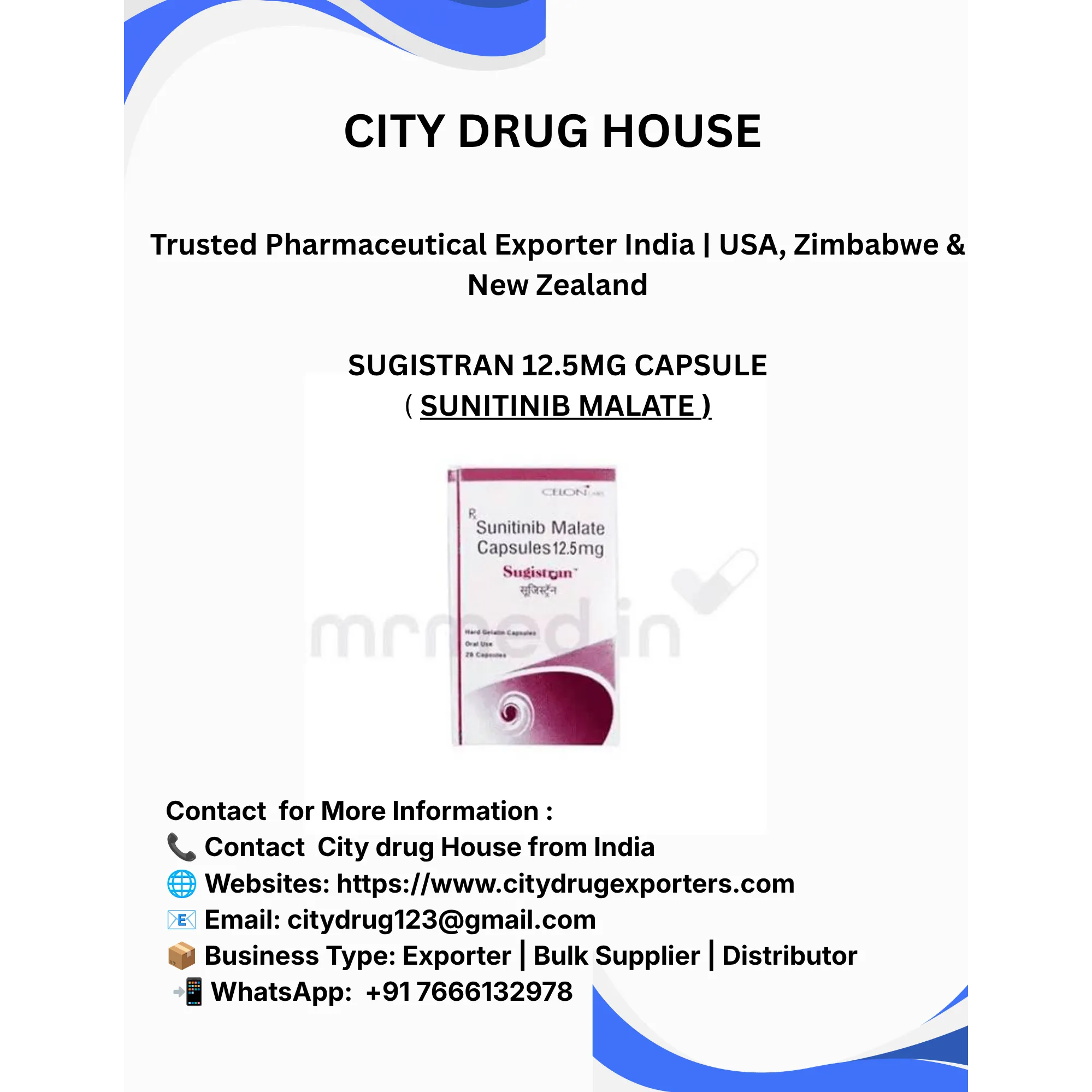 Sugistran 12.5 mg Exporter to USA, Zimbabwe & NZ | City Drug House INDIA