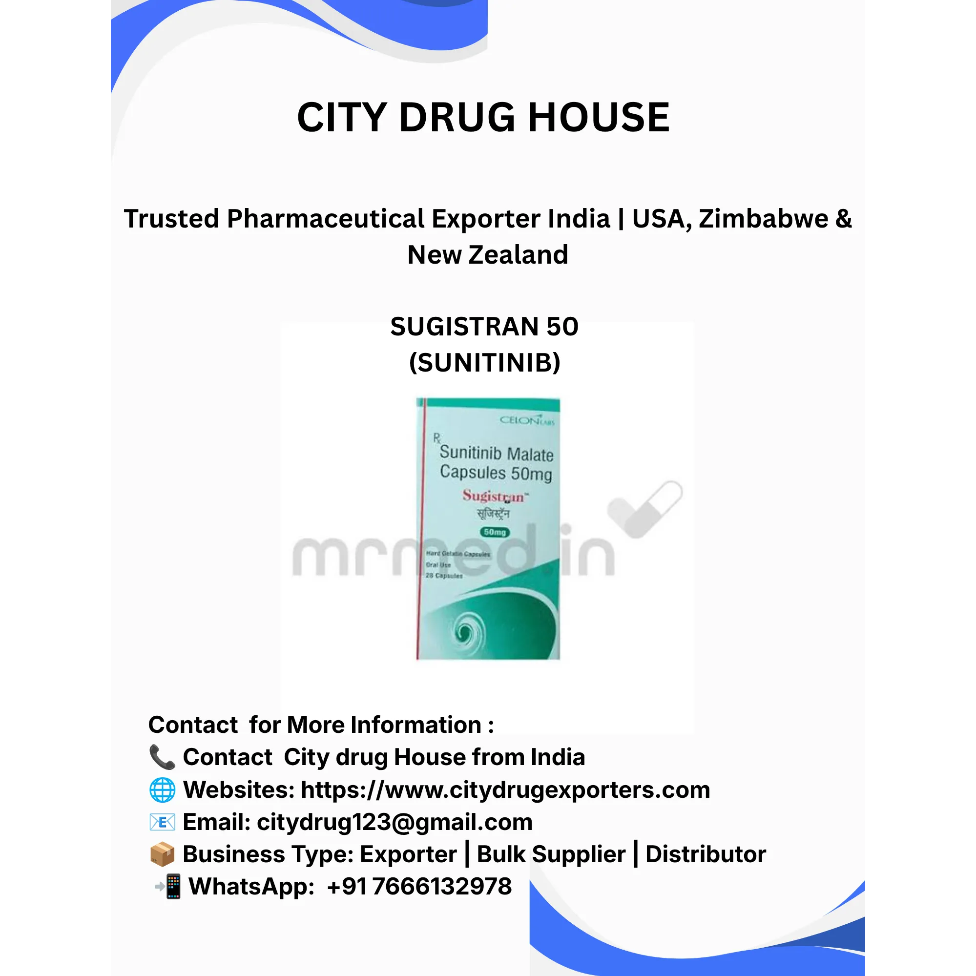 Sugistran 50 mg Exporter to USA, Zimbabwe & NZ | City Drug House INDIA