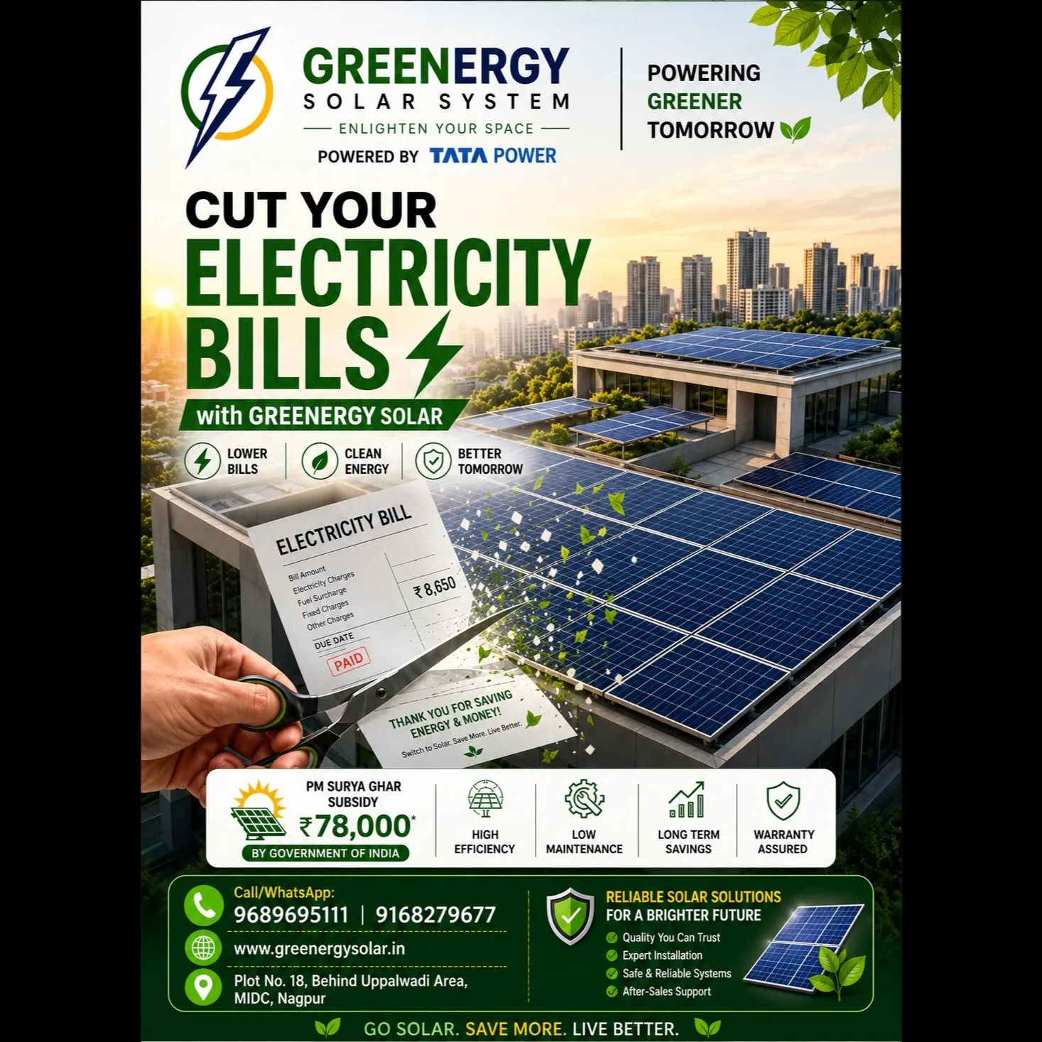 Cut Your Electricity Bills with Greenergy Solar! ⚡
Why keep paying high electricity bills when you ...
