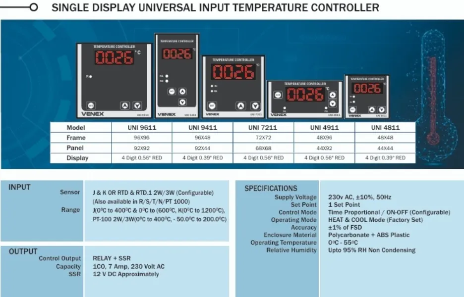 SINGLE DISPLAY UNIVERSAL INPUT TEMPERATURE CONTROLLER
