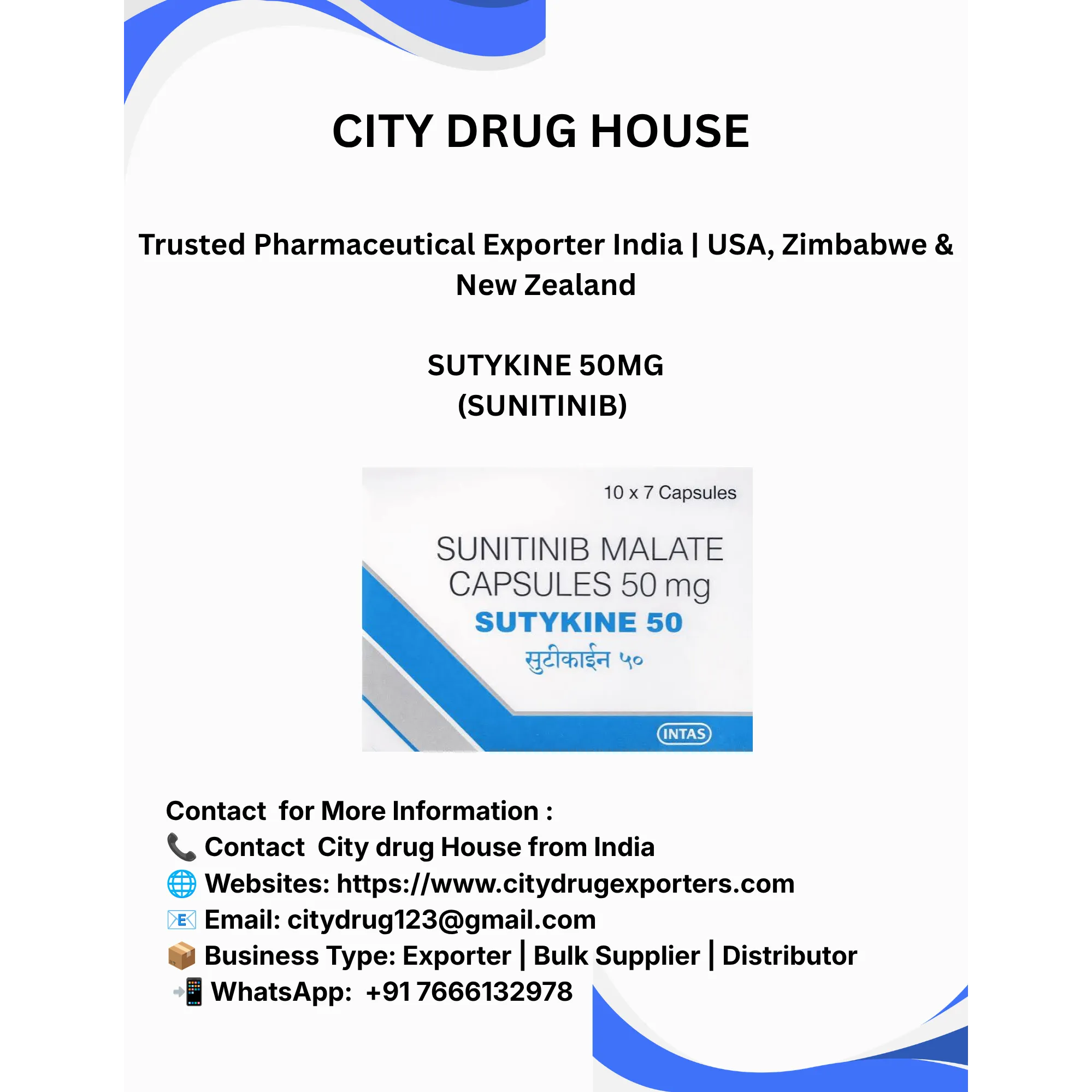 SUTYKINE 50 Exporter to USA, Zimbabwe & NZ | City Drug House INDIA
