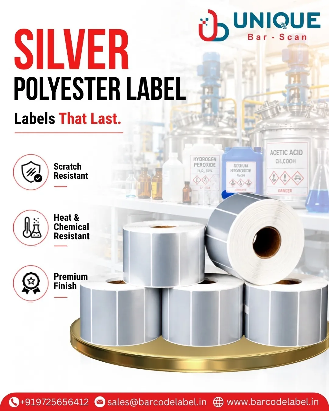 Silver Polyester Label in Ahmedabad |Unique Barscan Solutions