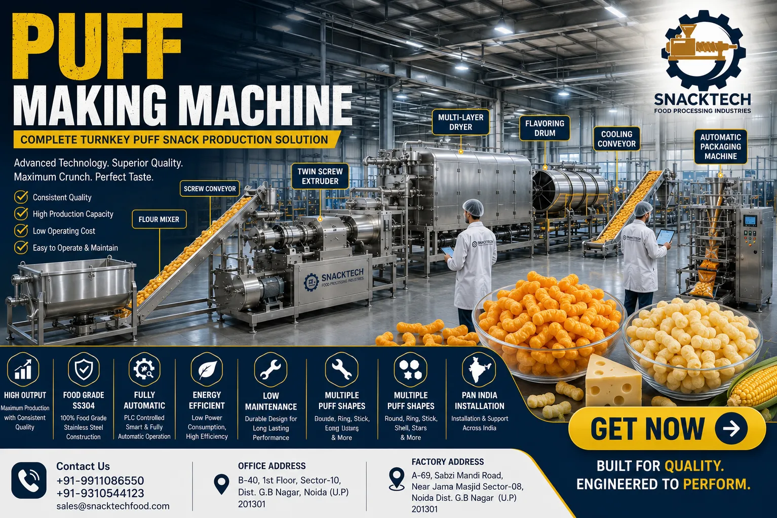 Best Puff Making Machine Manufacturer in Noida | SnackTech Food Processing Industries