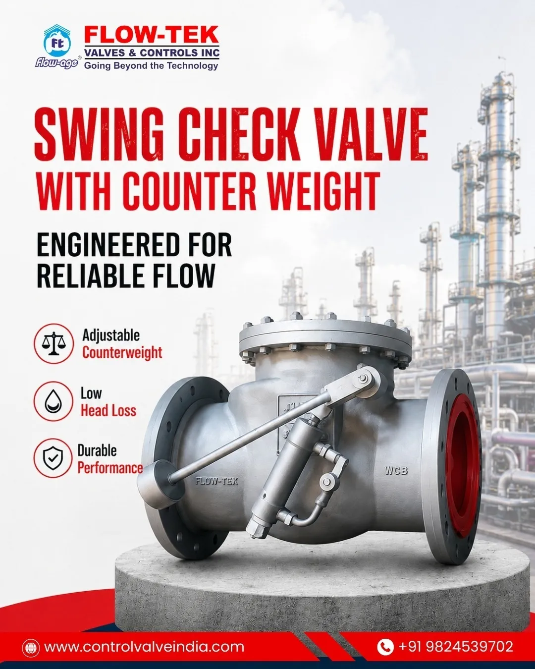Swing Check Valve With Counter Weight in Ahmedabad | FLOW-TEK VALVES & CONTROLS INC