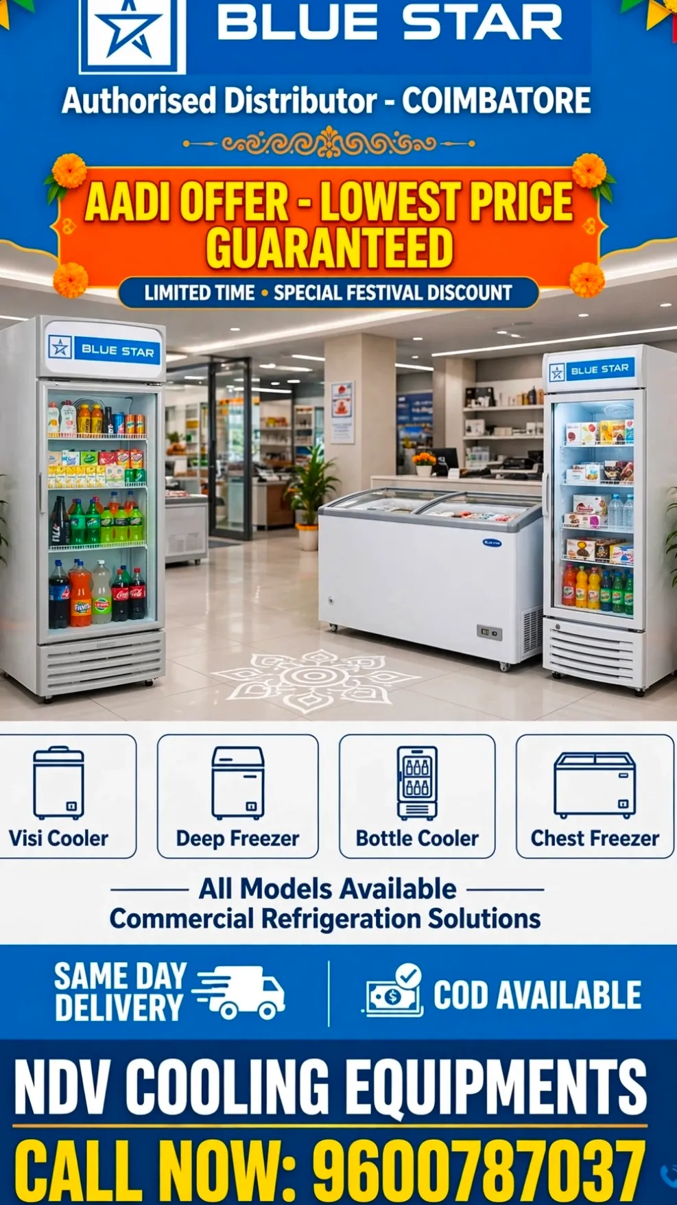Ndv Cooling Equipments | Blue Star Authorised Commercial Deep Freezer Dealers In Coimbatore