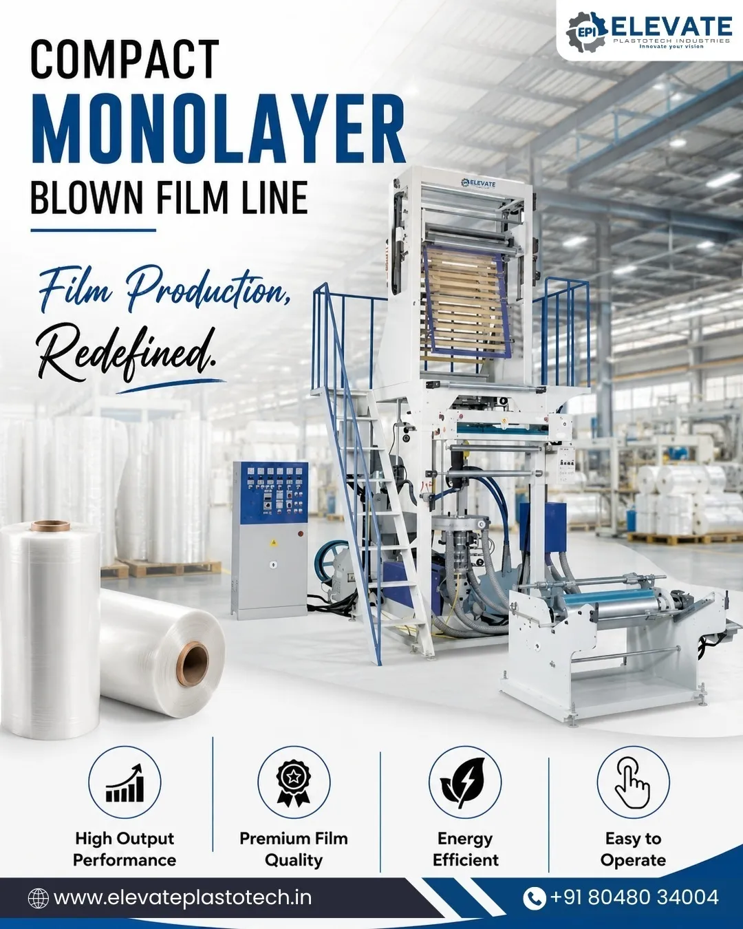 Monolayer Compact Blown Film Line in Ahmedabad| ELEVATE PLASTOTECH INDUSTRIES