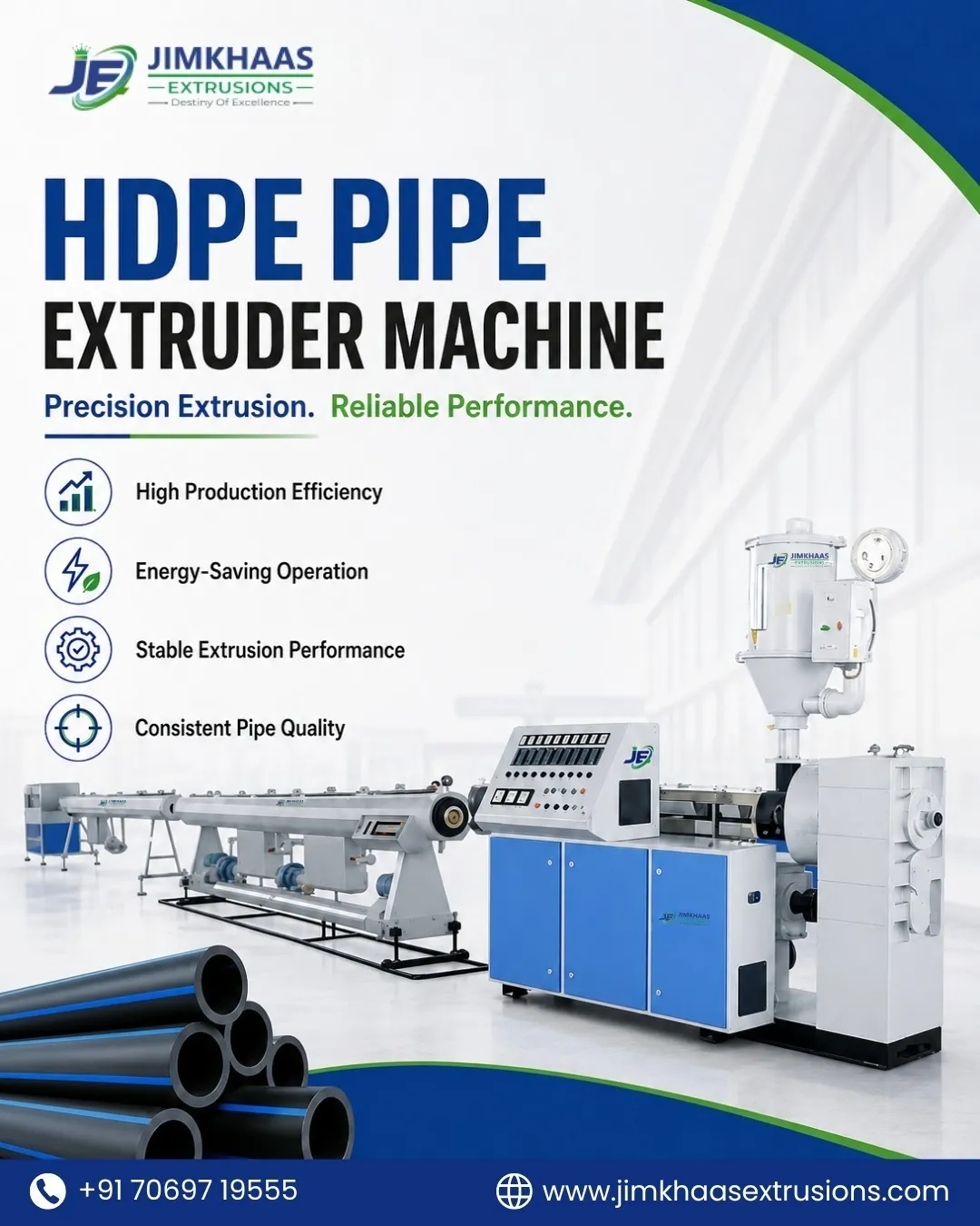 HDPE Pipe Extruder Machine Manufacturer in Ahmedabad |JIMKHAAS EXTRUSIONS