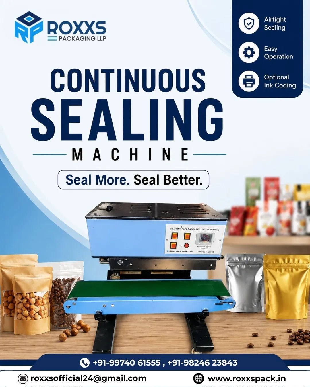Continuous Sealing Machine in Ahmedabad | Roxxs Packaging LLP