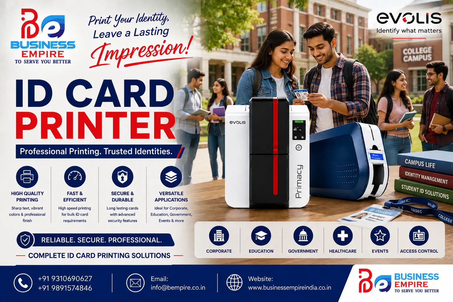 Evolis Primacy 2 Printer and Ribbon Delhi NCR Bangalore Kerala Jaipur Rajasthan Noida Ghaziabad