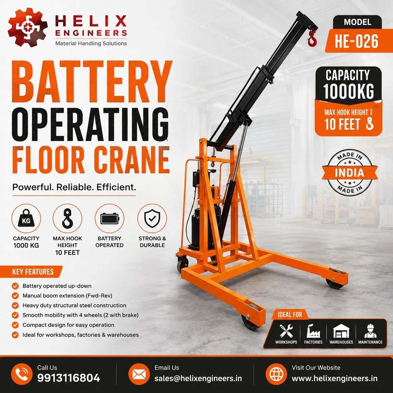 Hydraulic Floor Crane Manufacturer