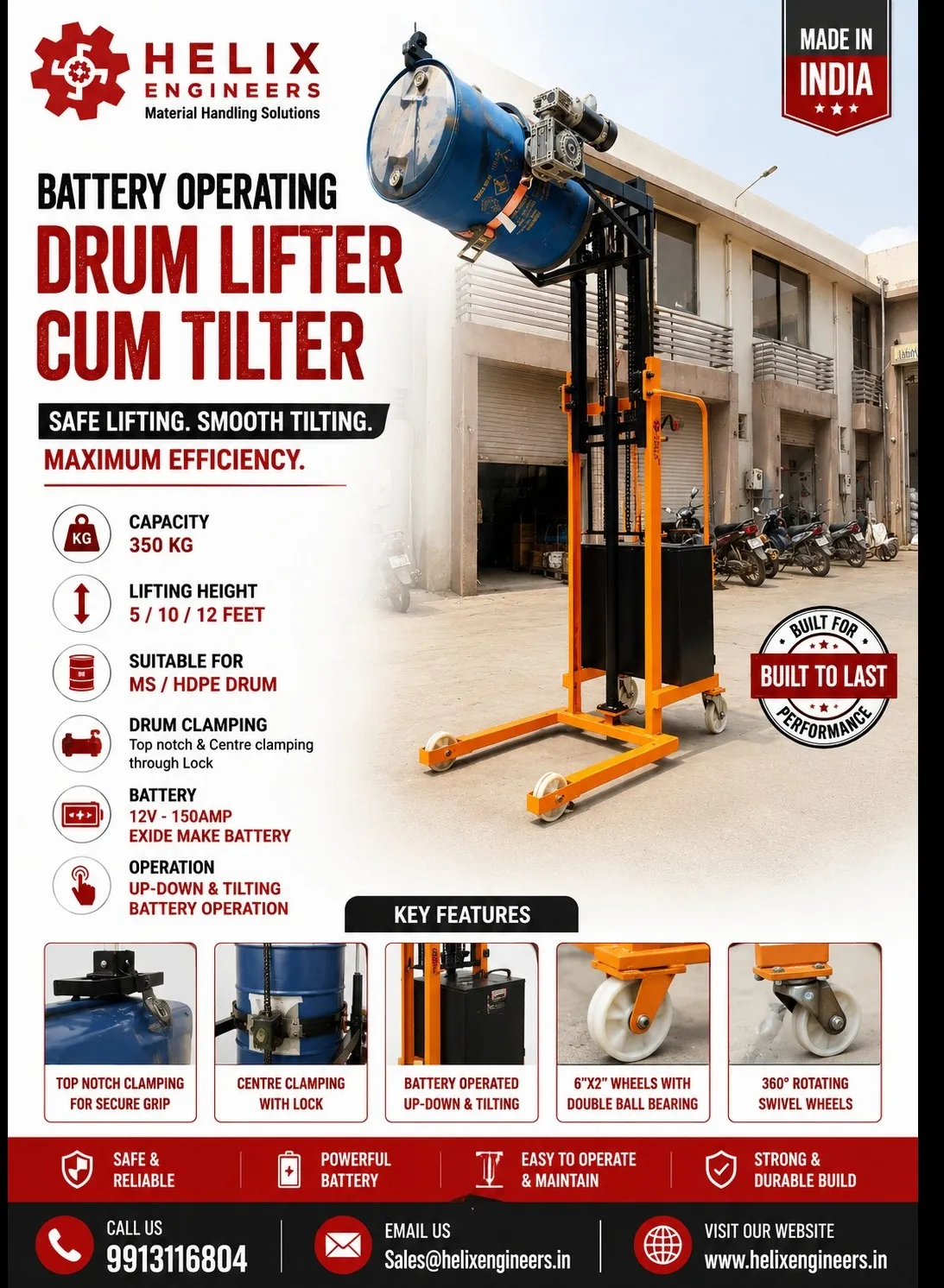 Battery Powered Drum Lifter Cum Tilter