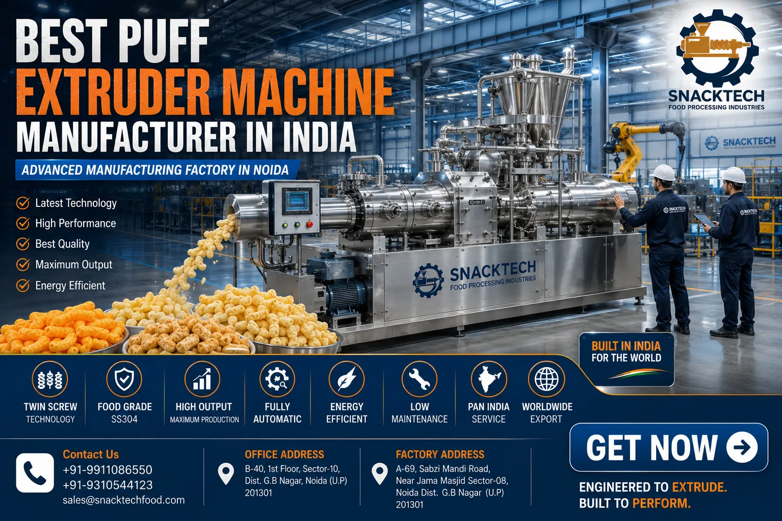 Best Puff Extruder Machine Manufacturer in India | Advanced Manufacturing Factory in Noida