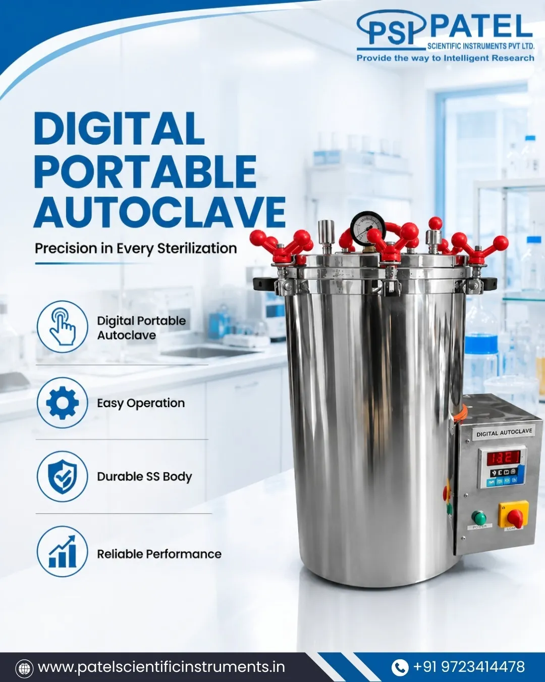 Digital Portable Autoclave Manufacturer in Ahmedabad | Patel Scientific Instruments Pvt Ltd