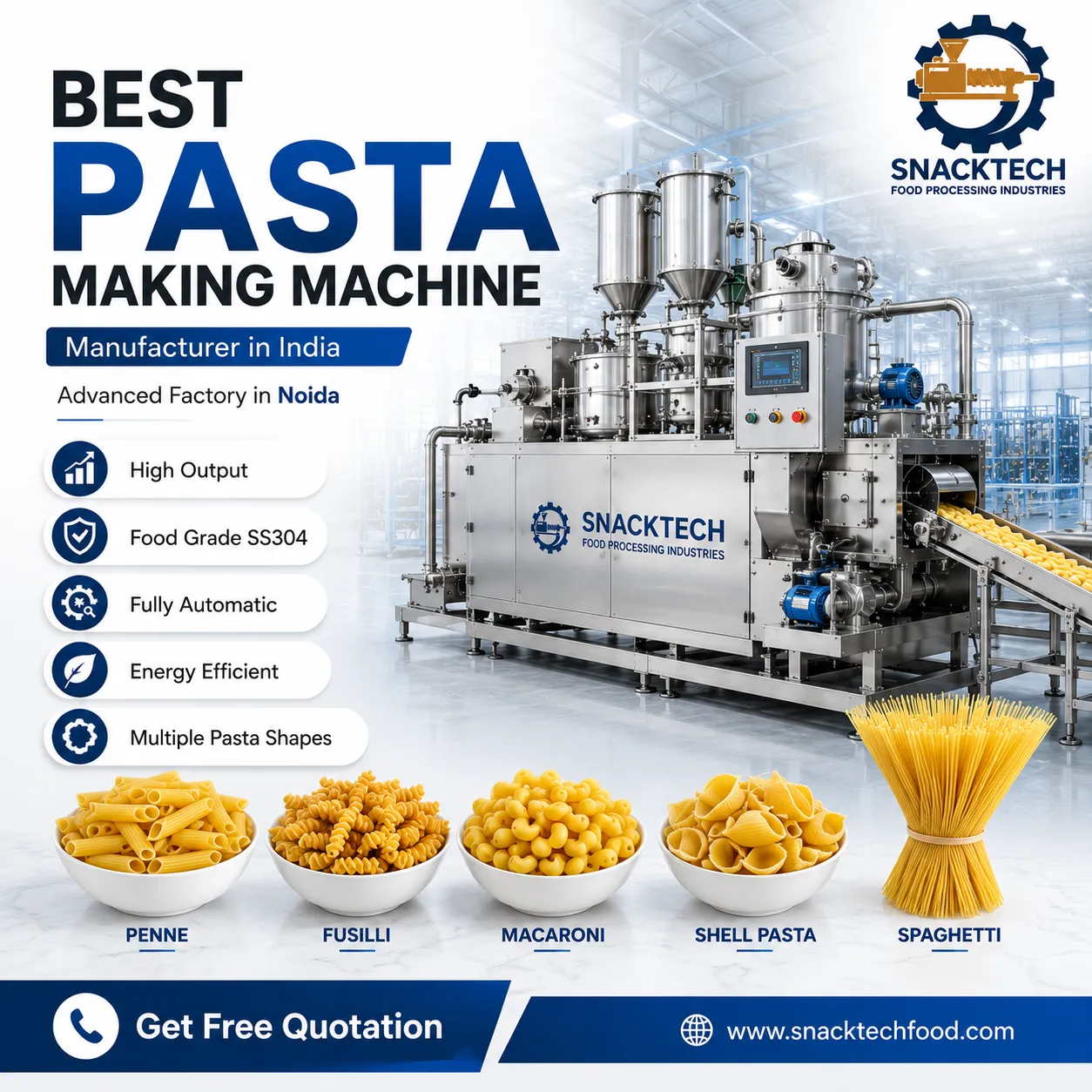 Best Pasta Making Machine Manufacturer in India | Automatic Pasta Production Line