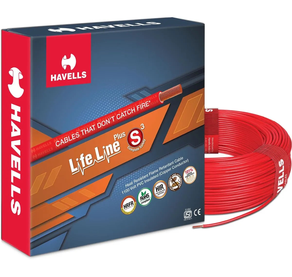 Havells LifeLine+ S3 | 0.75 sq.mm Copper Wire