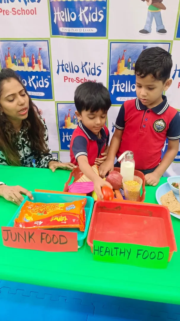Healthy Food vs Junk Food Activity at Hello Kids Flamingo Preschool | Teaching Smart Food Choices Th