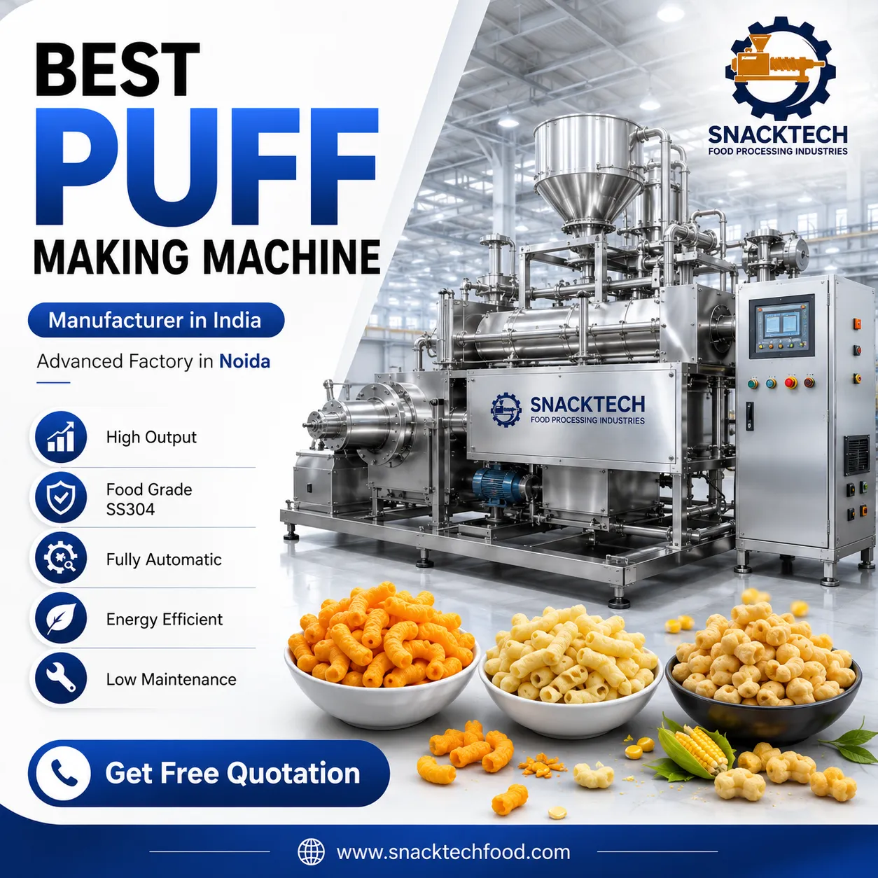 Best Puff Making Machine Manufacturer in India | Advanced Factory in Noida