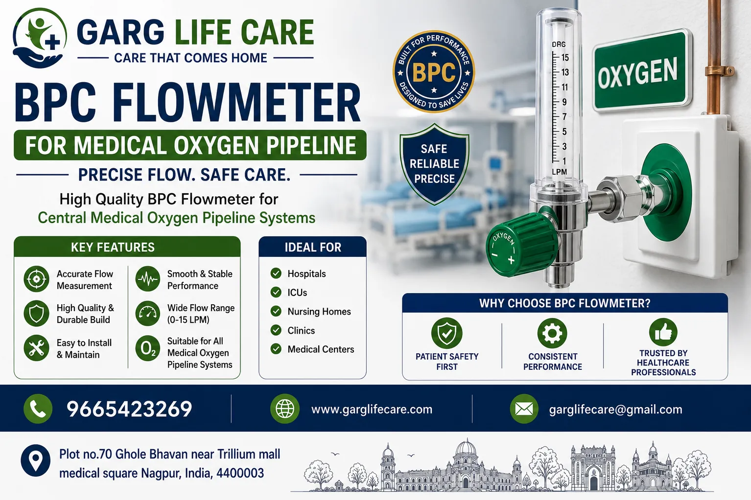BPC Oxygen Flowmeter Sales in Nagpur | Garg Life Care